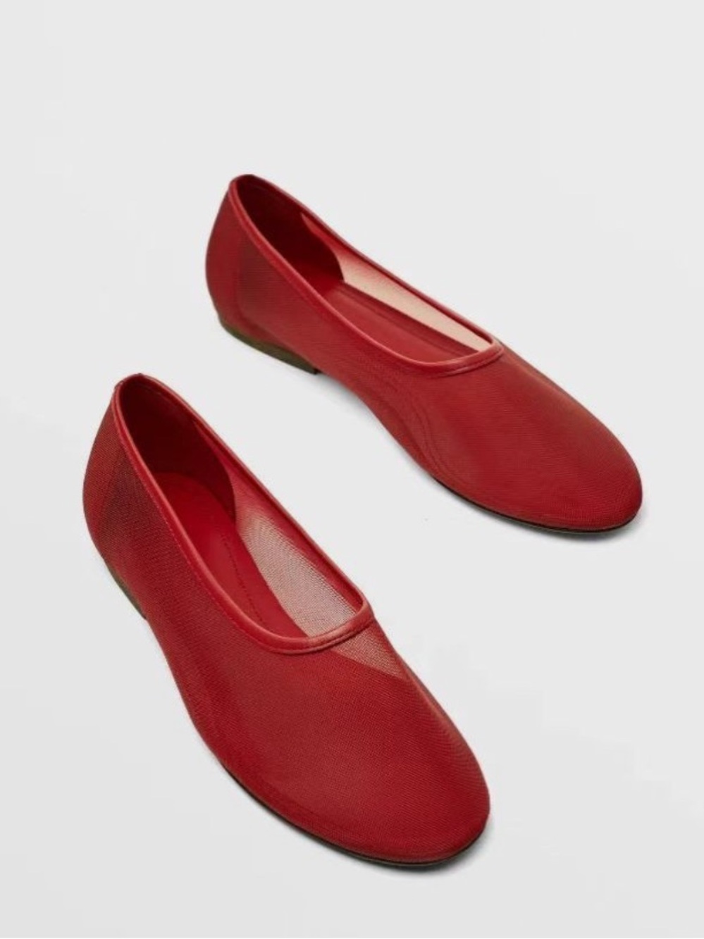 Massimo Dutti Red Mesh Ballet Flat